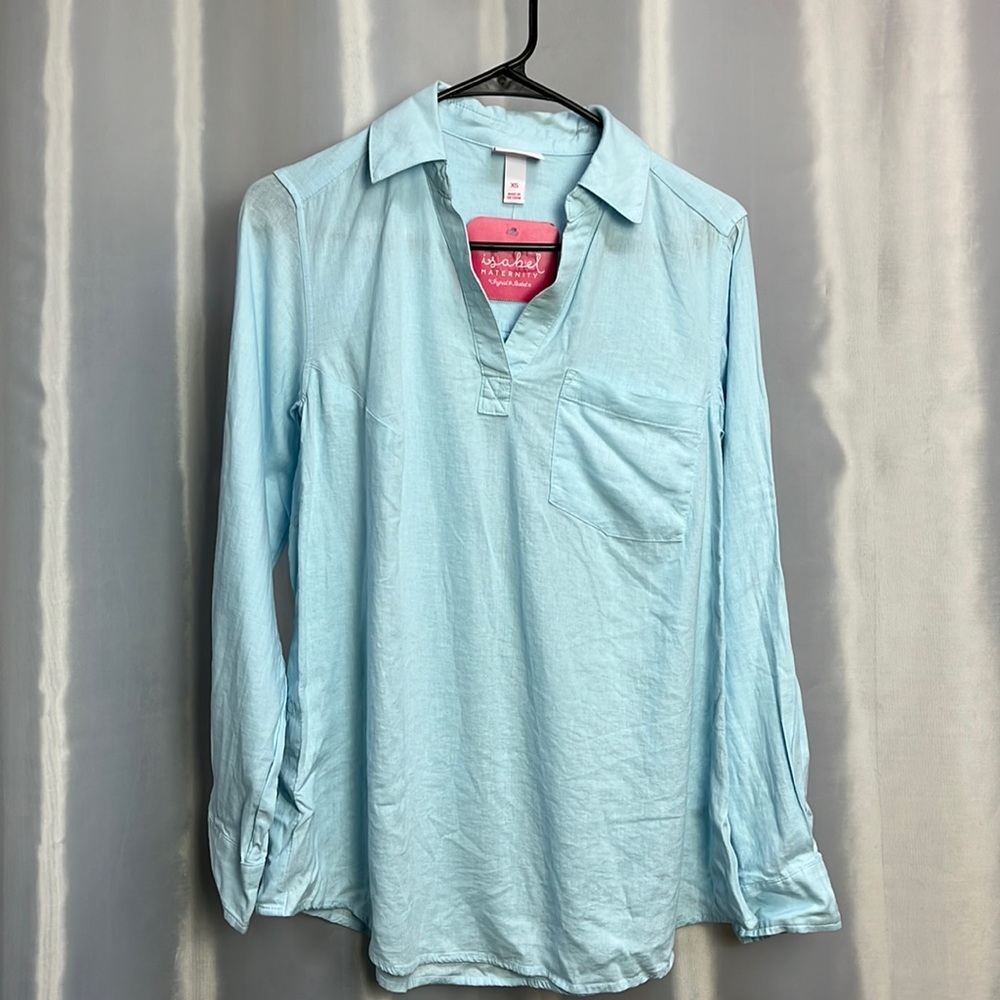 Isabel long sleeve collared maternity shirt